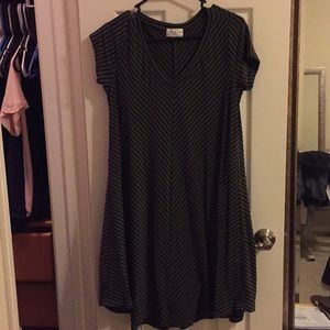 Green and black striped stretchy dress